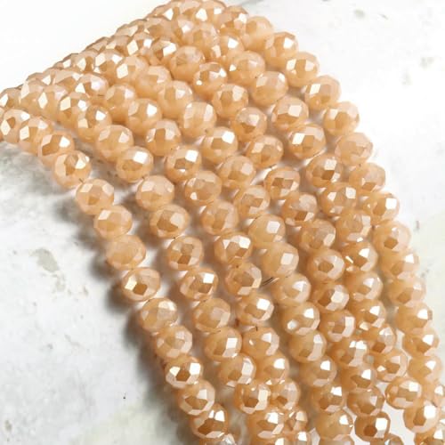 Naturstein-Abakus, facettierte rote Jade, lose Rondelle-Perlen für die Herstellung von Schmuck, Armbändern und Ohrringen, 38,1 cm, 3, 4, 6, 8 mm, undurchsichtiges Champagner, 8 mm (ca. 65 Stück) von TBSKUY