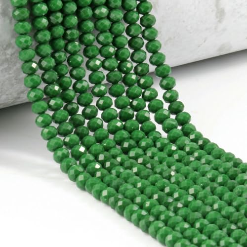 Naturstein-Abakus, facettierte rote Jade, lose Rondelle-Perlen für die Herstellung von Schmuck, Armbändern und Ohrringen, 38,1 cm, 3, 4, 6, 8 mm, undurchsichtiges Dunkelgrün, 6 mm (ca. 91 Stück) von TBSKUY