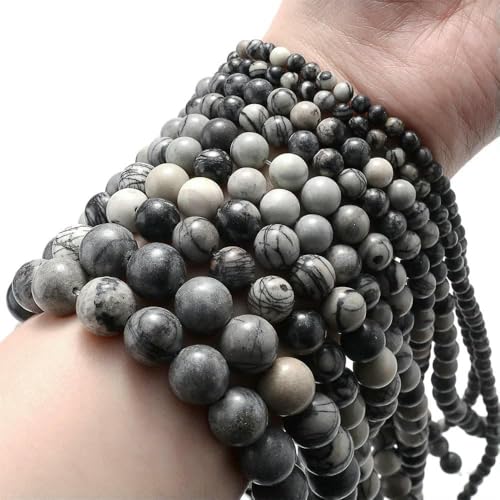 Natursteinperlen, 4, 6, 8, 10 mm, Aquamarin, Lava, Türkis, Achate, Quarz, Jaspis, Kristalle, Perlen zur Schmuckherstellung, DIY-Halskette – Schwarzer Netzjaspis – 4,0 mm, 89 b Natursteinperlen, 4, 6, 8, 10 mm, Aquamarin, Lava, Türkis, Achate, Quarz, Jaspis, Kristalle, Perlen zur Schmuckherstellung, DIY-Halskette – Schwarzer Netzjaspis – 4,0 mm, 89 b von TBSKUY