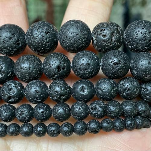 Natursteinperlen, 4–10 mm, Lava, Tigerauge, Türkis, Achate, lose, runde Abstandsperlen zur Schmuckherstellung, DIY-Armbandzubehör, schwarze Lava, 4,0 mm, ca. 91 Stück Natursteinperlen, 4–10 mm, Lava, Tigerauge, Türkis, Achate, lose, runde Abstandsperlen zur Schmuckherstellung, DIY-Armbandzubehör, schwarze Lava, 4,0 mm, ca. 91 Stück von TBSKUY