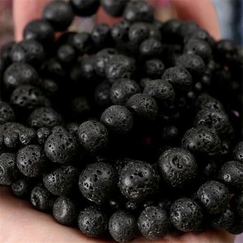 Natursteinperlen, Lava-Jaspis, Tigerauge, Quarz-Achat, runde lose Perlen zur Schmuckherstellung, DIY-Armbandzubehör, 4–12 mm, Lava, 8 mm, ca. 45 Perlen von TBSKUY