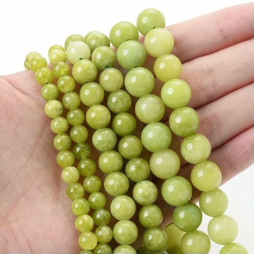 Natursteinperlen, Tigerauge, Achate, Amazonit, Jade, Mondstein, Quarz, Lavaperlen zur Schmuckherstellung, DIY-Armbandzubehör, Olivin, 8 mm (ca. 45) von TBSKUY
