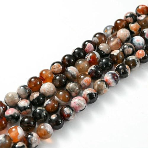 Natursteinperlen, Tigerauge, Achate, Amazonit, Jade, Mondstein, Quarz, Lavaperlen zur Schmuckherstellung, DIY-Armbandzubehör – Kaffee-Achat – 6 mm (ca. 61) von TBSKUY