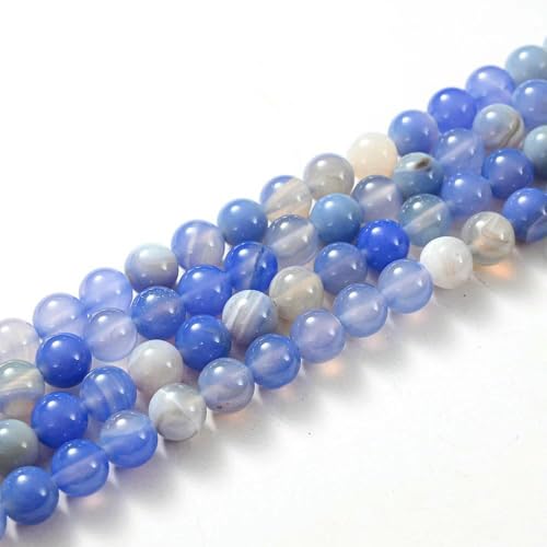 Natursteinperlen, Tigerauge, Achate, Amazonit, Jade, Mondstein, Quarz, Lavaperlen zur Schmuckherstellung, DIY-Armbandzubehör – Seidenachat – 8 mm (ca. 45) von TBSKUY