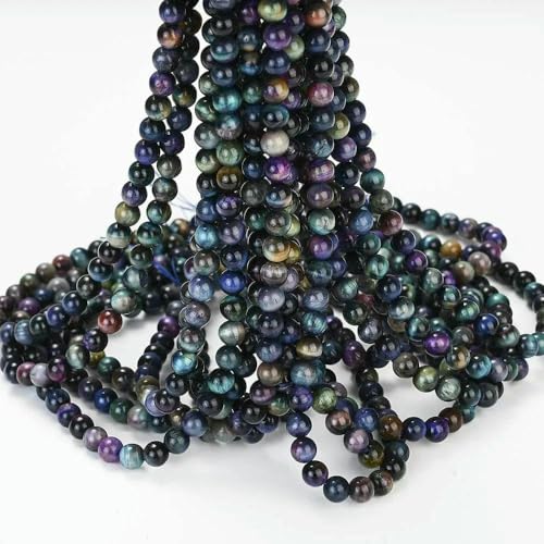 Natursteinperlen, Tigerauge, Achate, Amazonit, Jade, Mondstein, Quarz, Lavaperlen zur Schmuckherstellung, DIY-Armbandzubehör – Sternenhimmel-Tiger – 4,0 mm (ca. 91) von TBSKUY