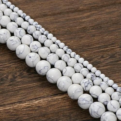 Natursteinperlen, Tigerauge, Achate, Amazonit, Jade, Mondstein, Quarz, Lavaperlen zur Schmuckherstellung, DIY-Armbandzubehör – Weiß, Türkis – 8 mm (ca. 45) von TBSKUY