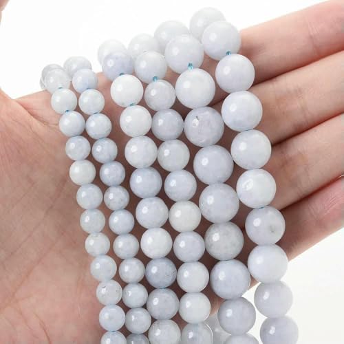 Natursteinperlen, Tigerauge, Achate, Amazonit, Jade, Mondstein, Quarz, Lavaperlen zur Schmuckherstellung, DIY-Armbandzubehör – helles Aquamarin – 12 mm (ca. 30) von TBSKUY