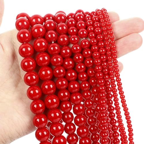 Natursteinperlen, Tigerauge, Lava, Rosenquarz, Kristall, runde Achat-Steinperlen für die Schmuckherstellung, DIY-Armband, 4, 6, 8, 10, 12 mm, Koralle, Jade, 6 mm, ca. 62 Stück Natursteinperlen, Tigerauge, Lava, Rosenquarz, Kristall, runde Achat-Steinperlen für die Schmuckherstellung, DIY-Armband, 4, 6, 8, 10, 12 mm, Koralle, Jade, 6 mm, ca. 62 Stück von TBSKUY