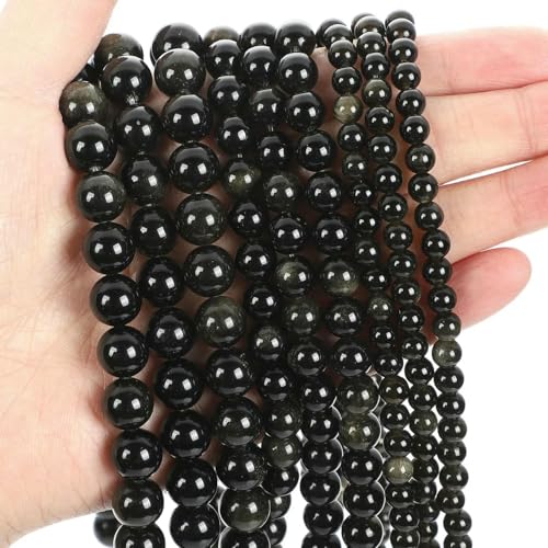 Natursteinperlen, Tigerauge, Lava, Rosenquarz, Kristall, runde Achat-Steinperlen zur Schmuckherstellung, DIY-Armband, 4, 6, 8, 10, 12 mm, Goldener Obsidian, 8 mm, ca. 46 Stück Natursteinperlen, Tigerauge, Lava, Rosenquarz, Kristall, runde Achat-Steinperlen zur Schmuckherstellung, DIY-Armband, 4, 6, 8, 10, 12 mm, Goldener Obsidian, 8 mm, ca. 46 Stück von TBSKUY