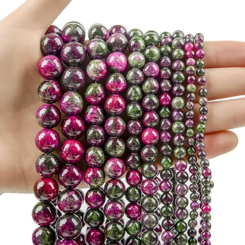 Natursteinperlen, Tigerauge, Lava, Rosenquarz, Kristall, runde Achat-Steinperlen zur Schmuckherstellung, DIY-Armband, 4 6 8 10 12 mm – Jade – 8 mm, ca. 46 Stück von TBSKUY