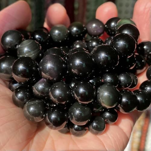Natursteinperlen 4 6 8 10 mm Tigerauge, Lava, Amazonit, Türkis, Achat, Jaspis, Perlen zur Schmuckherstellung, DIY-Armband, Halskette – Schwarzer Obsidian – 6 mm, 59 bis 61 Stück von TBSKUY