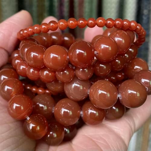 Natursteinperlen 4 6 8 10 mm Tigerauge Lava Amazonit Türkis Verkrustete Achate Jaspis Perlen zur Schmuckherstellung DIY Armband Halskette-Roter Achat-8 mm 45 bis 46 Stück von TBSKUY