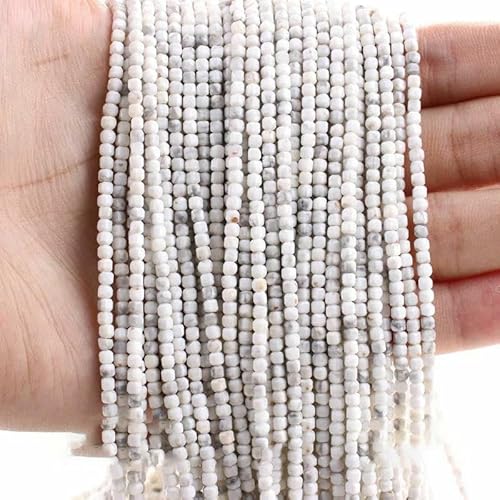 Neue 2,5 mm Würfel Naturstein Apatit facettierte Perlen Peridot Turmalin Obsidian lose Abstandsperlen für Schmuckherstellung DIY Armband-Howlith L.1-2,5 x 2,5 mm (150 Stück) von TBSKUY