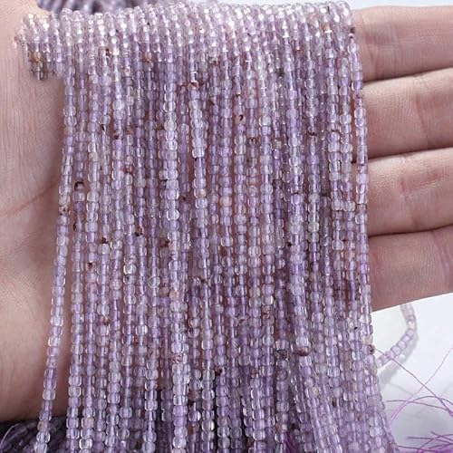 Neue 2,5 mm Würfel Naturstein Apatit facettierte Perlen Peridot Turmalin Obsidian lose Abstandsperlen für Schmuckherstellung DIY Armband-Lila Phantom L.1-2,5 x 2,5 mm (150 Stück) von TBSKUY