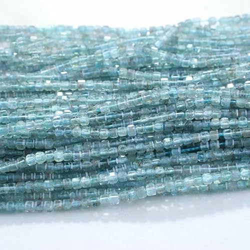 Neue 2,5 mm Würfel Naturstein Apatit facettierte Perlen Peridot Turmalin Obsidian lose Abstandsperlen für Schmuckherstellung DIY Armband-Meerblauer Apatit L.1-2,5 x 2,5 mm (150 Stück) von TBSKUY