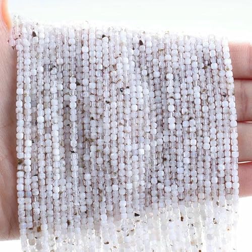 Neue 2,5 mm Würfel Naturstein Apatit facettierte Perlen Peridot Turmalin Obsidian lose Abstandsperlen für Schmuckherstellung DIY Armband-Mondstein L.2-2,5 x 2,5 mm (150 Stück) von TBSKUY