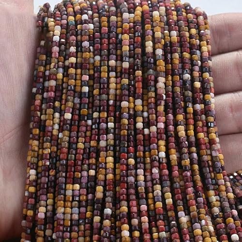 Neue 2,5 mm Würfel Naturstein Apatit facettierte Perlen Peridot Turmalin Obsidian lose Abstandsperlen für Schmuckherstellung DIY Armband-Mookait-2,5 x 2,5 mm (150 Stück) von TBSKUY