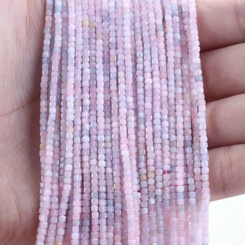 Neue 2,5 mm Würfel Naturstein Apatit facettierte Perlen Peridot Turmalin Obsidian lose Abstandsperlen für Schmuckherstellung DIY Armband-Morganit L.1-2,5 x 2,5 mm (150 Stück) von TBSKUY