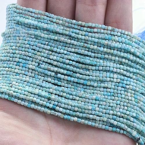 Neue 2,5 mm Würfel Naturstein Apatit facettierte Perlen Peridot Turmalin Obsidian lose Abstandsperlen für Schmuckherstellung DIY Armband-Peru Türkis-2,5 x 2,5 mm (150 Stück) von TBSKUY