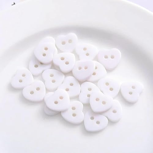 Neue 50 Stück 16 Farben Harz-Nähknöpfe Niedliche bunte Herzform 2 Löcher Knopf DIY Basteln Scrapbooking Für Nähzubehör-Weiß-7mm 50 Stück von TBSKUY
