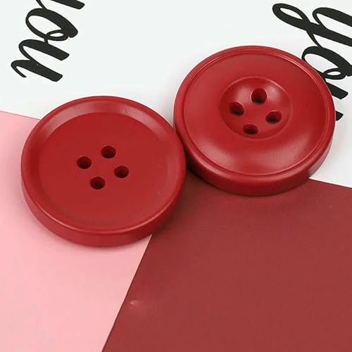 Neue 6 Stück Harzknöpfe mit 4 Löchern, Nähzubehör, Größe komplett für Kleidung, dekorative Knöpfe, handgefertigt, DIY, Rot, 23,0 mm von TBSKUY