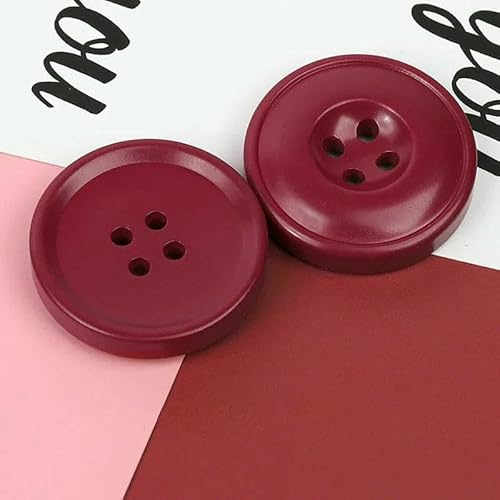 Neue 6 Stück Harzknöpfe mit 4 Löchern, Nähzubehör, Größe komplett für Kleidung, dekorative Knöpfe, handgefertigt, DIY, Weinrot, 20 mm von TBSKUY