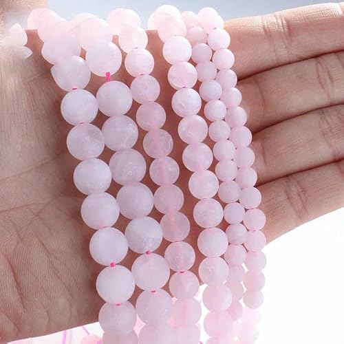 Neue matte Natursteinperlen, 6, 8, 10 mm, Rosenquarz, Onyx, Howlith, Edelstein, rund, lose Abstandsperlen zur Schmuckherstellung, DIY-Armband – matter Rosenquarz – 10–10,5 mm (35–37 Stück) von TBSKUY