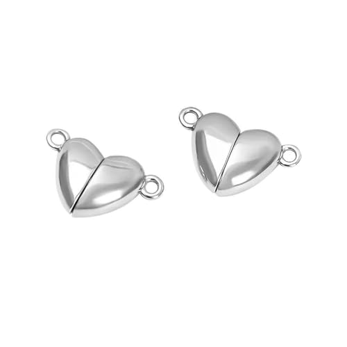 Paar Magnetverschlüsse mit Liebesherz, Metallmagnet-Anhänger, Endkappen für die Herstellung von DIY-Schmuck, Paar-Armband-Halskette, 5 Paar von TBSKUY