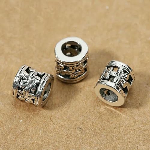 Packung/Los Vintage Metallperlen Antik Silber Abstandshalter Rohrperlen für DIY Schmuckherstellung-Stil 18 50 Stück_a von TBSKUY