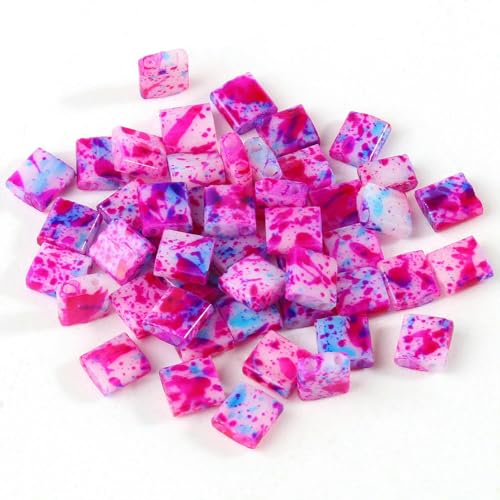 Perlen mit zwei Löchern, Rocailles-Perlen für die Schmuckherstellung, DIY-Armbänder, Zubehör, Sommer- und Strandschmuck, 5 x 5 x 2 mm, 50 Stück/Los, Spot Fuchsia, 5 x 5 x von TBSKUY