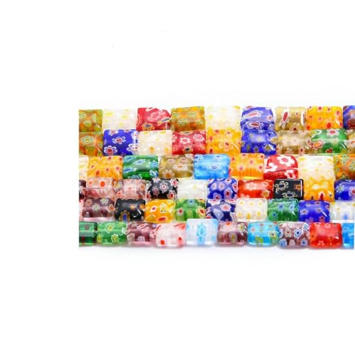 Rechteckige Millefiori-Blumen-Glasperlen in verschiedenen Farben, lose Perlen für Heimwerker, exquisite Ohrringe, Halsketten, Armbänder, Schmuckherstellung, 01, 10 x 12 mm, 32 Stück Rechteckige Millefiori-Blumen-Glasperlen in verschiedenen Farben, lose Perlen für Heimwerker, exquisite Ohrringe, Halsketten, Armbänder, Schmuckherstellung, 01, 10 x 12 mm, 32 Stück von TBSKUY