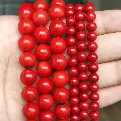Rote Korallen-Jade-Perlen, Naturstein, Chalcedon-Achat, runde lose Mineralperlen für die Schmuckherstellung, DIY-Armband, handgefertigt, 15 Zoll, rote Koralle, 8 mm, ca. 46 Stück Rote Korallen-Jade-Perlen, Naturstein, Chalcedon-Achat, runde lose Mineralperlen für die Schmuckherstellung, DIY-Armband, handgefertigt, 15 Zoll, rote Koralle, 8 mm, ca. 46 Stück von TBSKUY