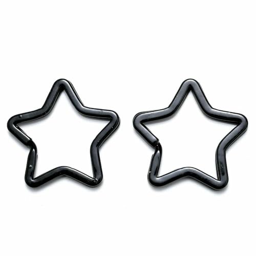 Schwarzer Karabinerverschluss, Schlüsselanhänger, Schlüsselband, Kordel, Faden, Biegering, Stern, Herz, Schlüsselanhänger, Verbinder für Schmuckherstellung, 30 x 35 mm, 5 Stück Schwarzer Karabinerverschluss, Schlüsselanhänger, Schlüsselband, Kordel, Faden, Biegering, Stern, Herz, Schlüsselanhänger, Verbinder für Schmuckherstellung, 30 x 35 mm, 5 Stück von TBSKUY