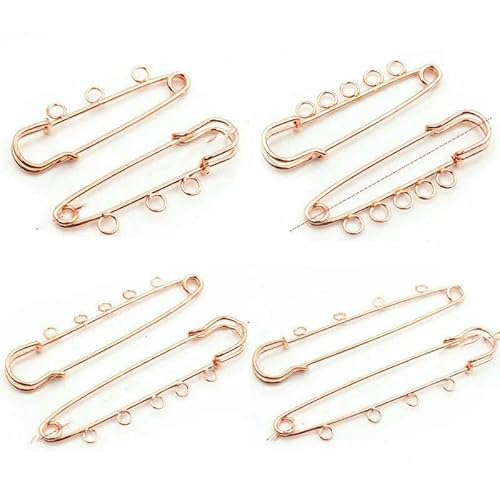 Stück/Los Sicherheitsnadeln Brosche Blanko Basis Broschennadeln 50/80/90 mm Nadeln 3/5 Ringe Schmucknadel für Schmuckherstellung Zubehör Zubehör-Roségold-50 mm mit 5 Ringen von TBSKUY