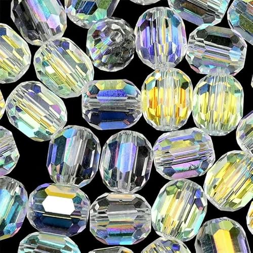Tschechische mehrfarbige lose 10 mm zylindrische Glasperlen, runde facettierte Kristallperlen zur Schmuckherstellung, DIY-Ohrring-Zubehör, H2003, 10 mm, 20 Stück Tschechische mehrfarbige lose 10 mm zylindrische Glasperlen, runde facettierte Kristallperlen zur Schmuckherstellung, DIY-Ohrring-Zubehör, H2003, 10 mm, 20 Stück von TBSKUY