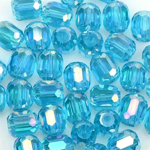 Tschechische mehrfarbige lose 10 mm zylindrische Glasperlen, runde facettierte Kristallperlen zur Schmuckherstellung, DIY-Ohrring-Zubehör, H2004, 10 mm, 20 Stück von TBSKUY
