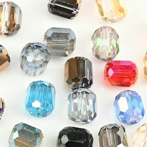 Tschechische mehrfarbige lose 10 mm zylindrische Glasperlen, runde facettierte Kristallperlen zur Schmuckherstellung, DIY-Ohrring-Zubehör, H2023, 10 mm, 20 Stück von TBSKUY