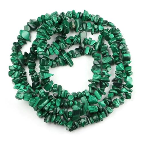 Unregelmäßige Freeform-Chip-Kiesperlen, Naturstein, Malachit, Amethyst, Edelsteinperle zur Schmuckherstellung, DIY-Halskette, Armband, 16 Zoll, Malachit, 10 Stück (ca. 32 Zoll) von TBSKUY