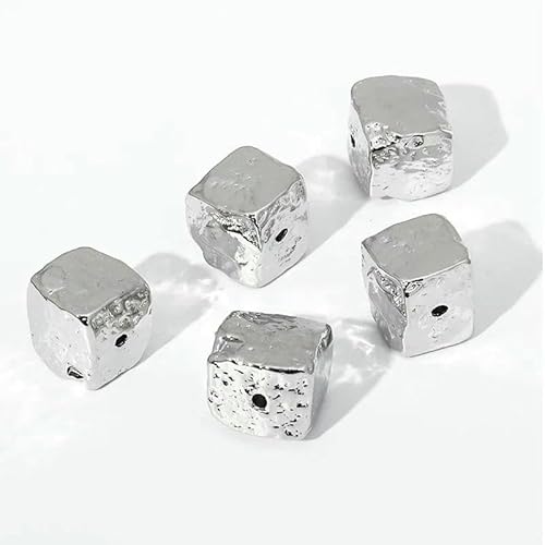 Würfel-Metallperlen, 14 Karat vergoldet, Messing, Würfel-Abstandshalter, Trenner für Perlen, DIY-Armband, Halskette, Zubehör, rhodiniert, 1 Stück Würfel-Metallperlen, 14 Karat vergoldet, Messing, Würfel-Abstandshalter, Trenner für Perlen, DIY-Armband, Halskette, Zubehör, rhodiniert, 1 Stück von TBSKUY