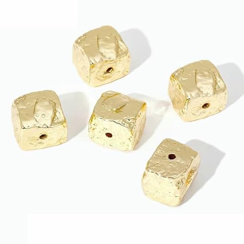 Würfel Metallperlen 14K vergoldet Messing Würfel Spacer,Trenner für Perlen,DIY Armband Halskette Herstellung Zubehör-14K vergoldet-2 Stück von TBSKUY