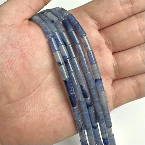Zylinderperlen aus Naturstein, Quarzröhren-Edelsteine, Kristallachate, Säulenperlen für die Schmuckherstellung, Armbänder, DIY-Halsketten, 4,5 x 9 mm, 2 blaue Aventurin-5 x 9 mm, ca. 38–40 Perle Zylinderperlen aus Naturstein, Quarzröhren-Edelsteine, Kristallachate, Säulenperlen für die Schmuckherstellung, Armbänder, DIY-Halsketten, 4,5 x 9 mm, 2 blaue Aventurin-5 x 9 mm, ca. 38–40 Perle von TBSKUY