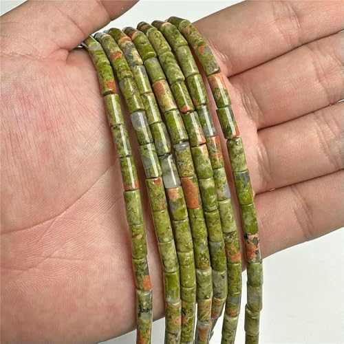 Zylinderperlen aus Naturstein, Quarzröhren-Edelsteine, Kristallachate, Säulenperlen für die Schmuckherstellung, Armbänder, DIY-Halsketten, 4,5 x 9 mm – 16 Unakit – 5 x 9 mm, ca. 19–20 Perlen Zylinderperlen aus Naturstein, Quarzröhren-Edelsteine, Kristallachate, Säulenperlen für die Schmuckherstellung, Armbänder, DIY-Halsketten, 4,5 x 9 mm – 16 Unakit – 5 x 9 mm, ca. 19–20 Perlen von TBSKUY