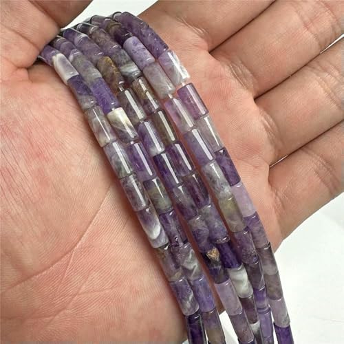 Zylinderperlen aus Naturstein, Quarzröhren-Edelsteine, Kristallachate, Säulenperlen für die Schmuckherstellung, Armbänder, DIY-Halsketten, 4,5 x 9 mm – 18 Amethyst – 5 x 9 mm, ca. 19–20 Perlen Zylinderperlen aus Naturstein, Quarzröhren-Edelsteine, Kristallachate, Säulenperlen für die Schmuckherstellung, Armbänder, DIY-Halsketten, 4,5 x 9 mm – 18 Amethyst – 5 x 9 mm, ca. 19–20 Perlen von TBSKUY