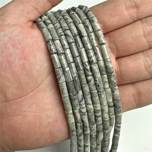 Zylinderperlen aus Naturstein, Quarzröhren-Edelsteine, Kristallachate, Säulenperlen für die Schmuckherstellung, Armbänder, DIY-Halsketten, 4,5 x 9 mm – 21 Map Jasper – 5 x 9 mm, ca. 38–40 Perl Zylinderperlen aus Naturstein, Quarzröhren-Edelsteine, Kristallachate, Säulenperlen für die Schmuckherstellung, Armbänder, DIY-Halsketten, 4,5 x 9 mm – 21 Map Jasper – 5 x 9 mm, ca. 38–40 Perl von TBSKUY