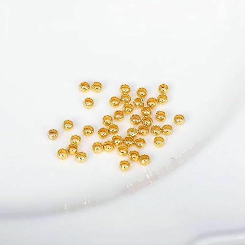 Zylindrische Quetschperle für die Schmuckherstellung, 14 Karat/18 Karat vergoldet, 2 mm, Quetschperlen für Rohre, 18 Karat echt vergoldet, a, 2 mm, 100 Stück von TBSKUY