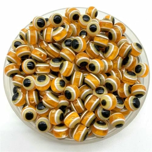 mm 8 mm 10 mm runde Abstandsperlen, gestreifte Abstandsperlen aus Harz für die Schmuckherstellung, DIY-Armband, Halskettenanhänger, Gelb_a-10 mm (30 Stück) von TBSKUY