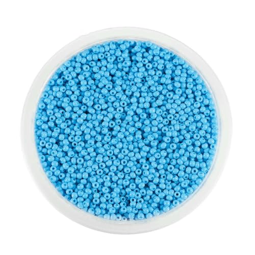 mm Charm-Glasperlen, tschechische Glasperlen, kleine runde lose Perlen für die Herstellung von Schmuck, Ohrringen und Armbändern – Hellblau – 2 mm x 1800 Stück von TBSKUY