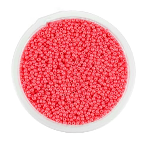 mm Charm-Glasperlen, tschechische Glasperlen, kleine runde lose Perlen für die Herstellung von Schmuck, Ohrringen und Armbändern – Wassermelonenrot – 2 mm x 1000 Stück von TBSKUY