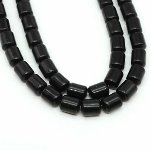 x 10 mm Zylinderform Natursteinperlen Tigerauge Achat Lose Abstandsperlen für Schmuckherstellung DIY Armband Halskette Zubehör-Schwarzer Obsidian-37 Stück von TBSKUY