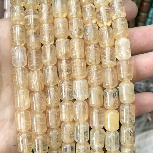 x 12 mm Naturstein, Zylinderform, Türkis, Achate, Quarz, Jade, lose Abstandsperlen zur Schmuckherstellung, DIY-Halskettenzubehör – Tee-Wassermelone – 8 x 12 mm, 16 Perlen von TBSKUY